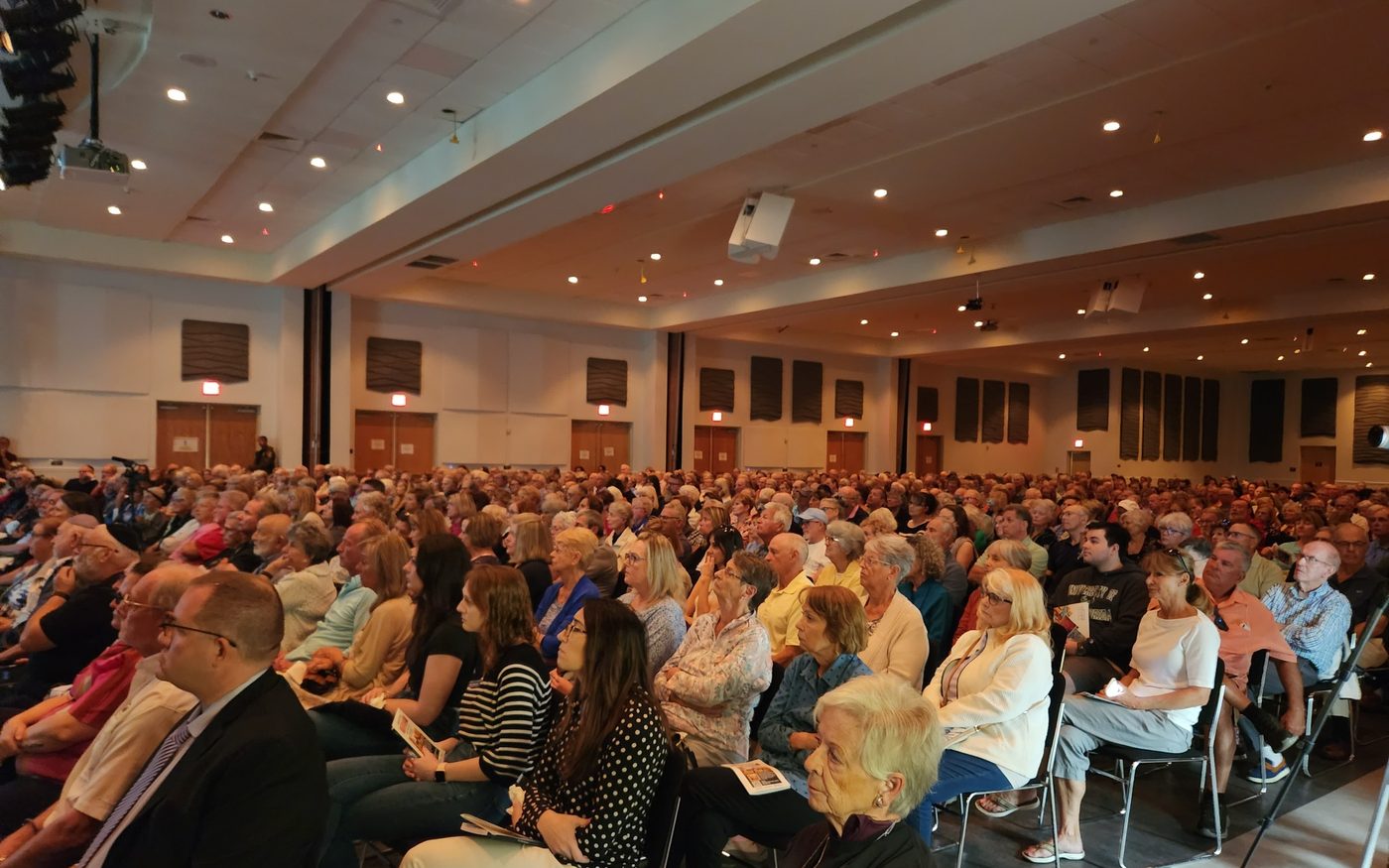 A packed hall at the Venice Community Center, every seat filled, listening to Holocaust survivor Irene Zisblatt