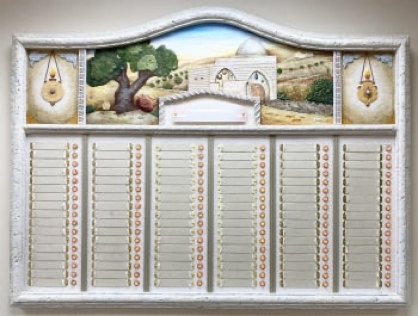 The memorial plaque wall as it stands in the room at the Chabad House