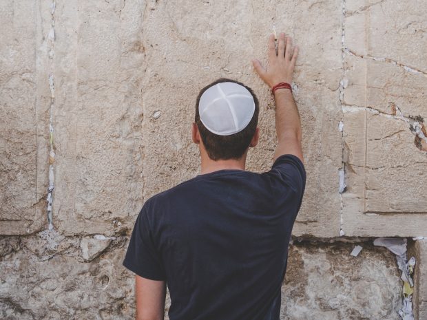 A moment of prayer at the Western Wall